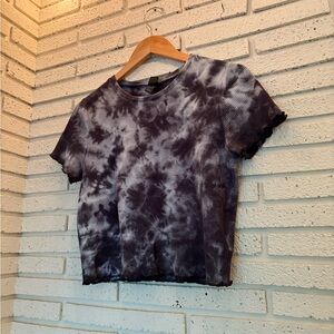 Wild Fable Black and Gray Tie-Dye Crop Top